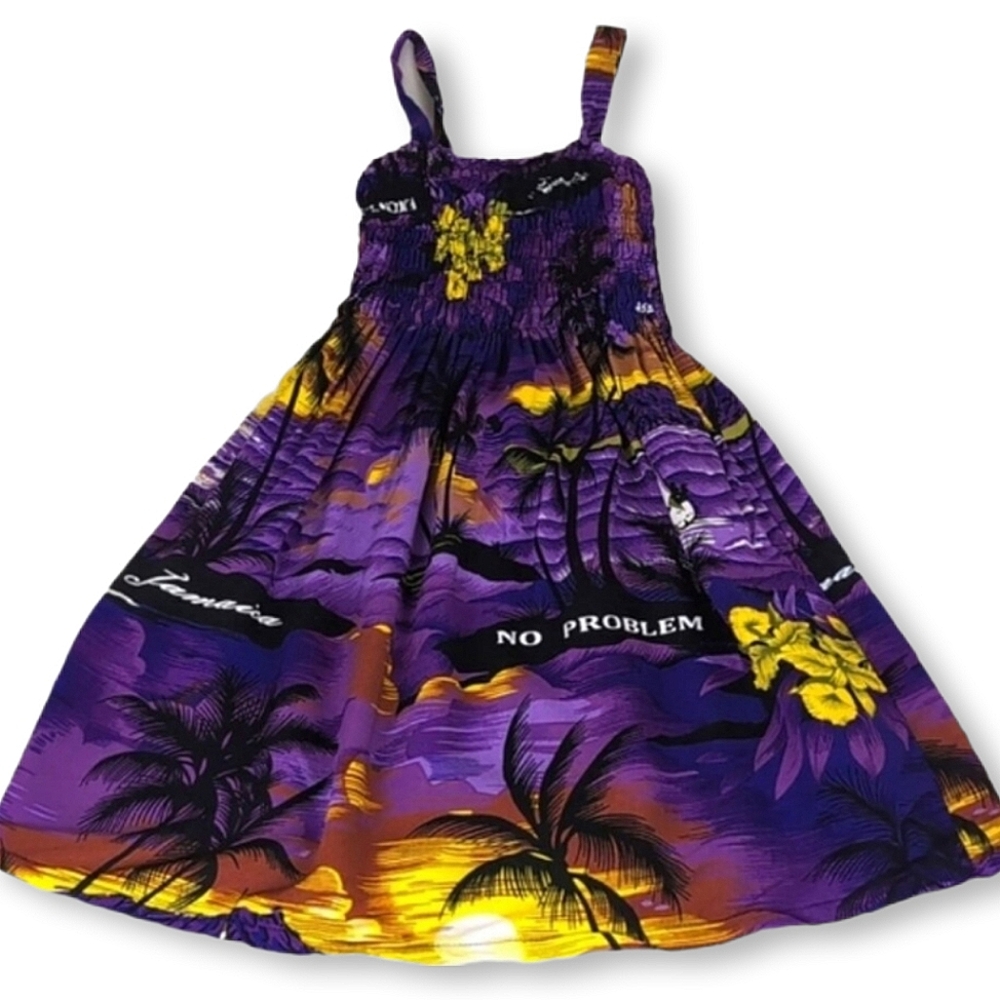 Handmade Jamaica Sundress Smocked Fit & Flare Travel Sleeveless Dress